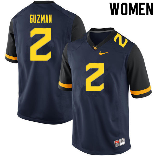 2020 Women #2 Noah Guzman West Virginia Mountaineers College Football Jerseys Sale-Navy - Click Image to Close